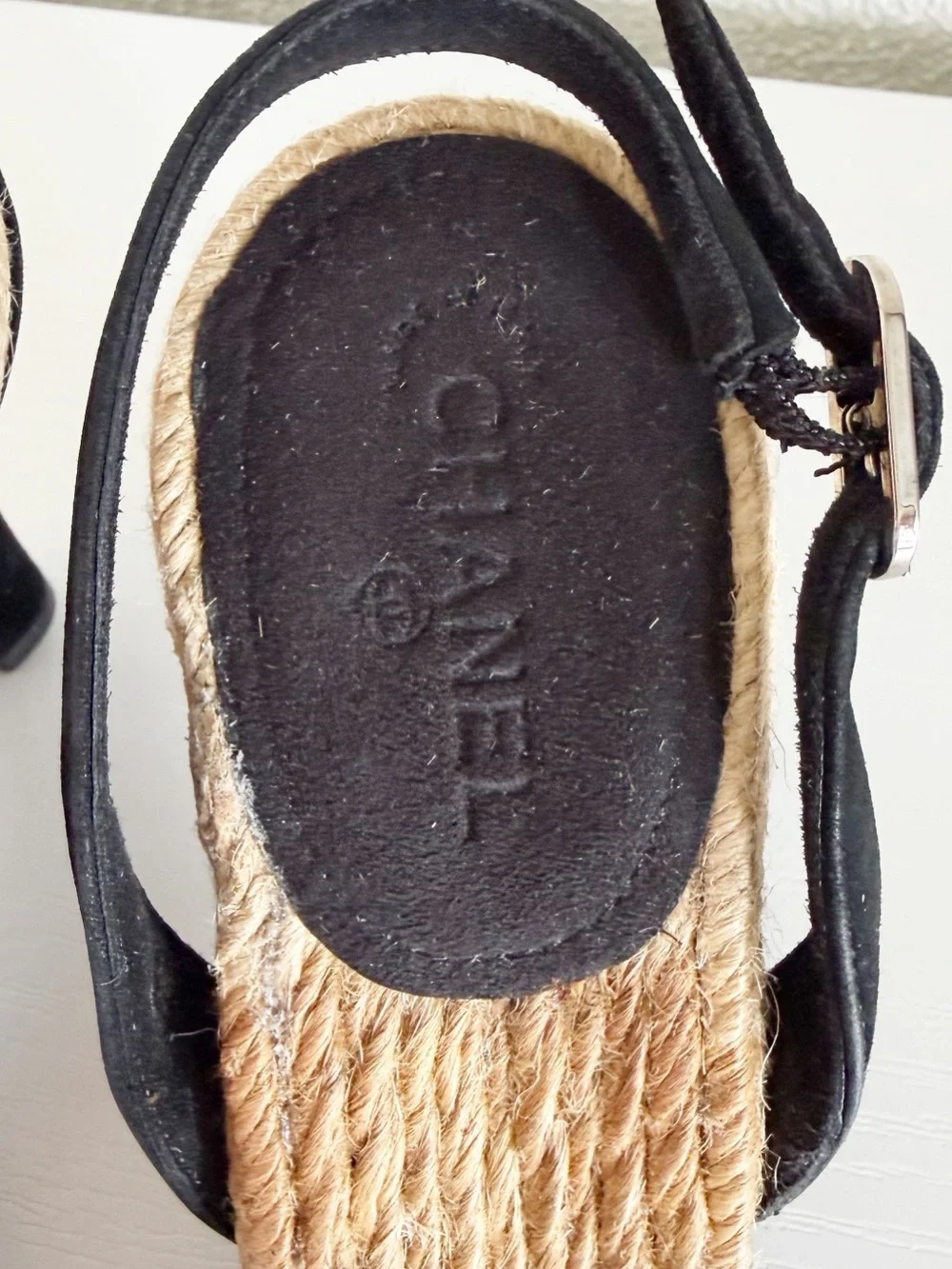 Chanel Camellia Espadrille Wedge Sandals 2006 Cruise Black Suede EU 40